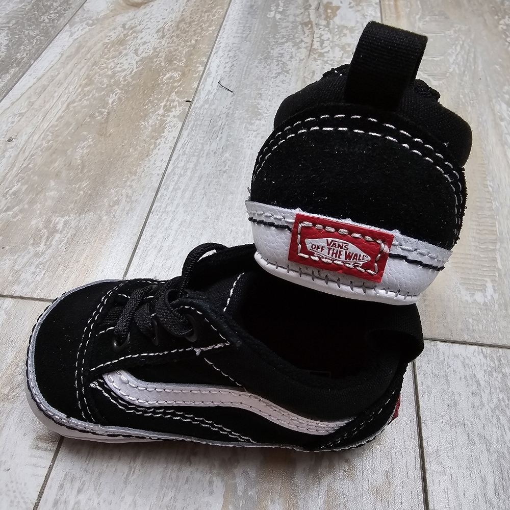 Vans Old Skool Crib Shoes Black/True White - Picture 7 of 7